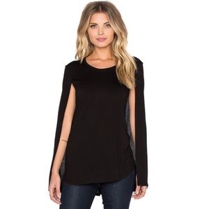 Cape Overlay Black Sleeveless Top